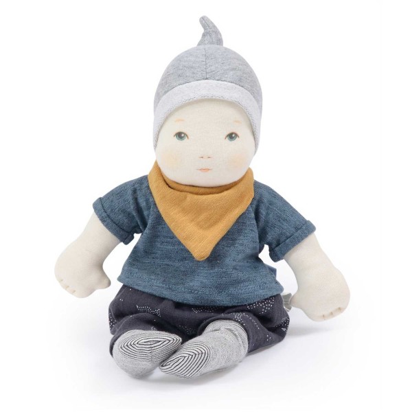 Moulin Roty Puppe Junge mit Mütze Bub aus Stoff