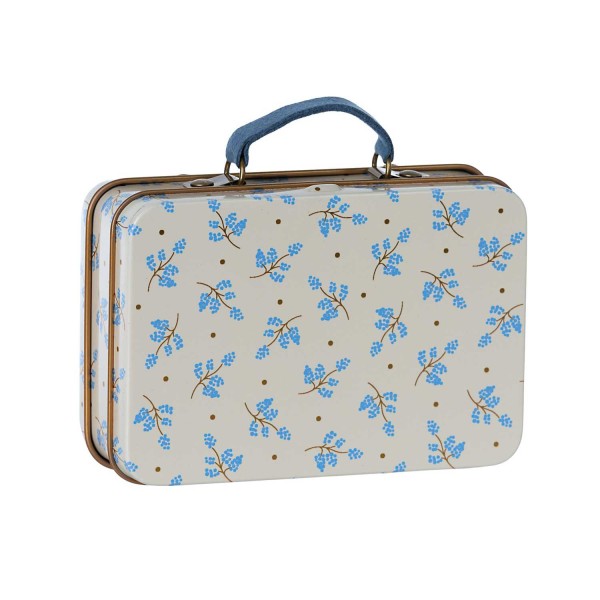 Maileg kleiner Koffer aus Metall Madelaine Blüten Blau