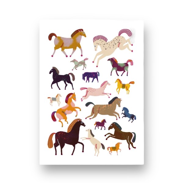 jungwiealt Postkarte bunte Pferde