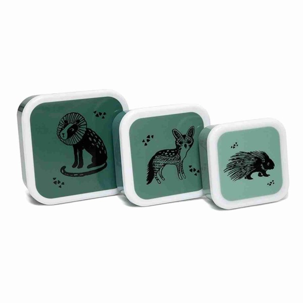 Petit Monkey Brotdosen Set Tiere grün | Salie 3er