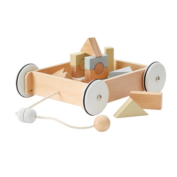 KIDS Concept Wagen mit Holzklötzen aus Holz