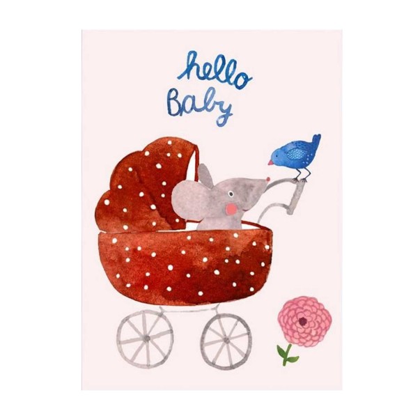 FRAU Ottilie Postkarte zur Geburt Hello Baby Maus