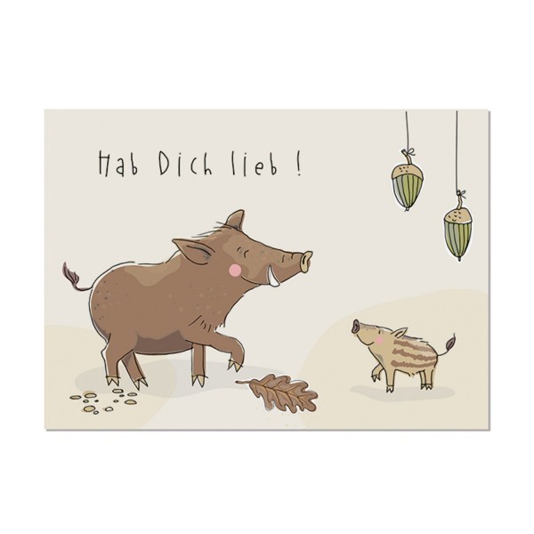 KRIMA & ISA Postkarte Liebe Wildschwein
